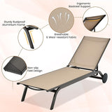 COSTWAY Outdoor Patio Chaise Lounge, 6-Position Adjustable Pool Lounger with Stable Aluminum Frame - Photo 5