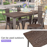 FDW Heavy Duty Outdoor Dining Table Metal Kitchen Table Metal Table Bar Coffee Table Home Restaurant Wood Top Table - Photo 7
