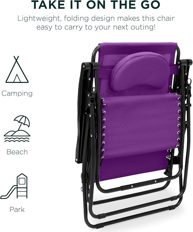Best Choice Products Oversized Zero Gravity Chair, Folding Outdoor Patio Lounge Recliner w/Cup Holder Accessory Tray - Photo 7