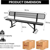 8 Feet Heavy Duty Metal Park Bench for Outside, Outdoor Bench with Backrest & Portable Frame - Photo 3