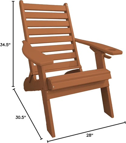 Furniture Barn USA Farmhouse Collection Poly Ladderback Folding Adirondack Chair, Cedar