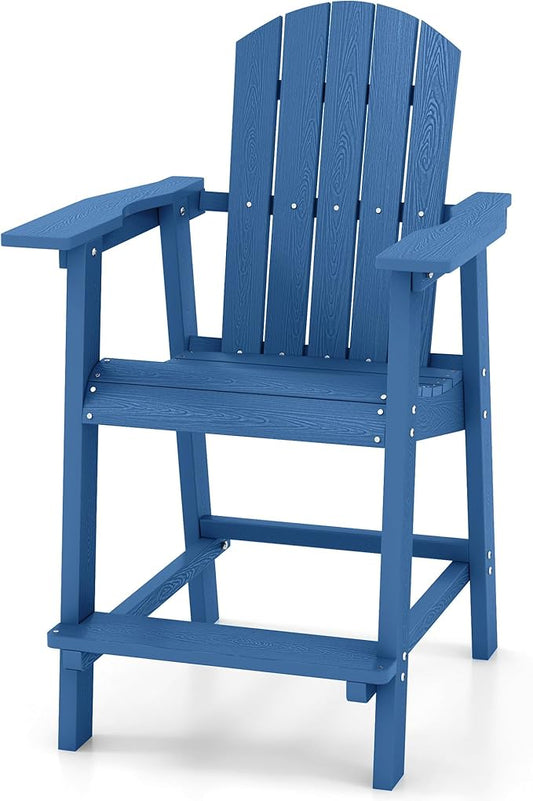 YITAHOME Tall Adirondack Chair, Poly Bar Height Balcony Seating, HIPS High Back Outdoor Chairs, Bar Stools Lifeguard Chair for Balcony Deck Pool Patio, Navy Blue