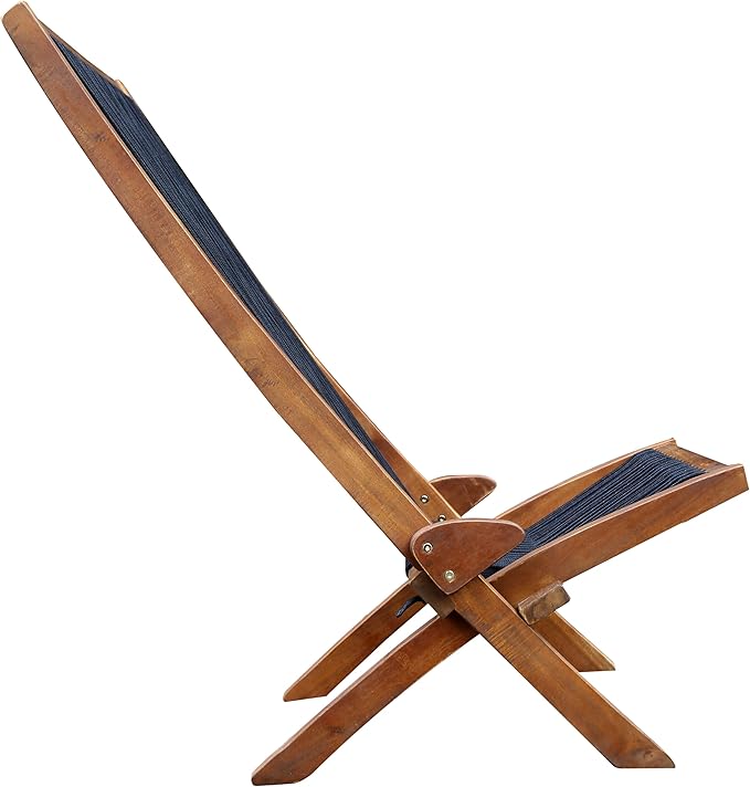 Knocbel Outdoor Folding Chair, Low Profile Patio Lounge Chair with Ergonomic Seat and Tall Slanted Back for Porch Deck Lawn Garden, 250lbs Weight Capacity (Brown and Black)
