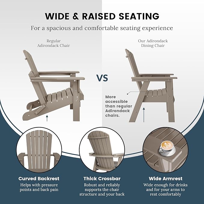 WO WESTIN OUTDOOR HDPE Altura Adirondack Dining Chair,Weathered Wood