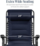 Best Choice Products Oversized Padded Zero Gravity Chair, Folding Outdoor Patio Recliner - Photo 3