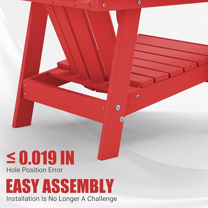 PROHIKER Adirondack Chair with Cup Holder, HDPE Outdoor Patio Chair All Weather Outdoor Chairs for Lawn Garden Porch Backyard, Plastic, Red