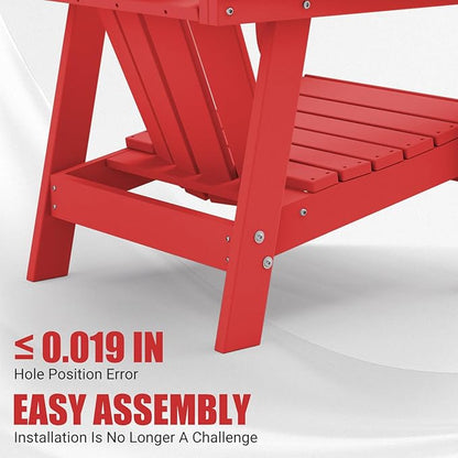 PROHIKER Adirondack Chair with Cup Holder, HDPE Outdoor Patio Chair All Weather Outdoor Chairs for Lawn Garden Porch Backyard, Plastic, Red