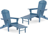 Set of 2 Outdoor Wooden Folding Adirondack Chair with Retractable Ottoman - Photo 1