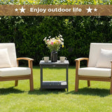 Square Outdoor Side Table Adirondack Side Table, Water-resistant & 2-Tier Small End Table for Patio - Photo 5