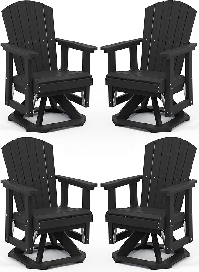 SERWALL Adirondack Swivel Glider, HDPE Glider Set of 4 for Outdoor, All-Weather Glider Rocking Chair for Porch, Balcony - Photo 1
