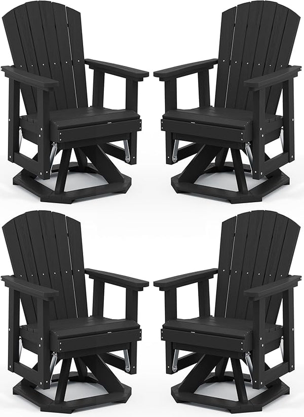 SERWALL Adirondack Swivel Glider, HDPE Glider Set of 4 for Outdoor, All-Weather Glider Rocking Chair for Porch, Balcony - Photo 1
