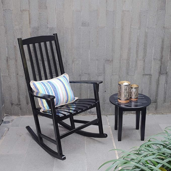 Cambridge Casual Solid Wood Bentley Porch Rocking Chair, Black