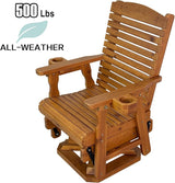 Wooden Swivel Glider Chair, 360° Outdoor Patio Rocker with Ergonomic Design, Smooth Gliding Motion, Solid Fir Wood - Photo 3