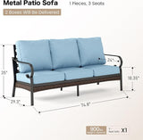 Metal Patio Furniture Sofa with 5.75" Extra Thick Cushion - Photo 2