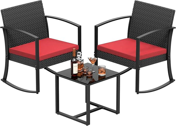 Greesum 3 Piece Patio Furniture Set, All-Weather Imitation Rattan Conversation Set - Photo 1