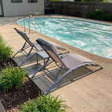 Outdoor Chaise Lounge Set of 3, Aluminum Patio Outdoor Lounge Chair for Beach Pool Sunbathing - Photo 9
