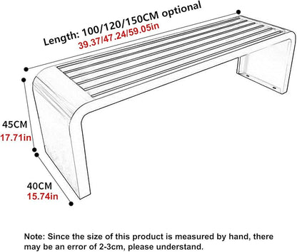 Modern Outdoor Benches Weatherproof Backless Front Porch Bench Metal Garden Benches for Outdoors Sturdy Steel Frame Patio Benches for Outdoors, Backyard, Lawn(Orange,100cm(39.37in))
