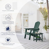 Plawdlik Folding Adirondack Chair Set of 6 with Cup Holder，Wooden Textured ，Heavy All-Weather HDPE Comfortable Set - Photo 5