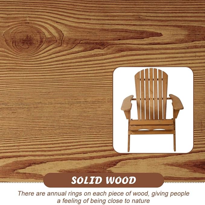 Adirondack Chair Patio Chair Lawn Chair Folding Wooden Adirondack Lounger Chair Accent Furniture wNatural Finish Outdoor Chairs Wood Chairs Nautral