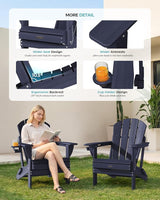 Ciokea Folding Adirondack Chair Wood Texture, Patio Adirondack Chair Weather Resistant - Photo 7