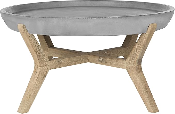 Safavieh Outdoor Collection Wynn Modern Concrete Round 18.1-inch Coffee Table