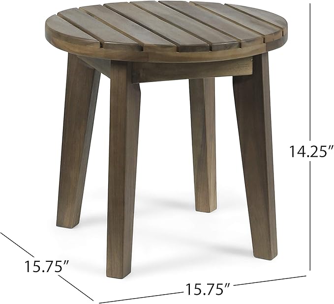 Christopher Knight Home Parker Outdoor 16" Acacia Wood Side Table, Gray Finish