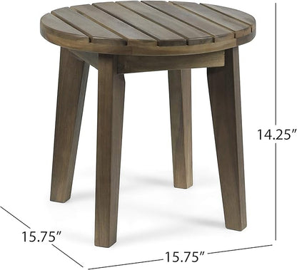 Christopher Knight Home Parker Outdoor 16" Acacia Wood Side Table, Gray Finish