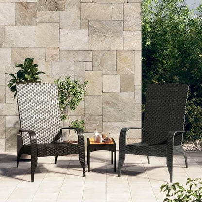 vidaXL Patio Adirondack Chair in Black | Modern Lightweight Poly Rattan Outdoor Garden Seating | Weather-Resistant & Easy to Assemble