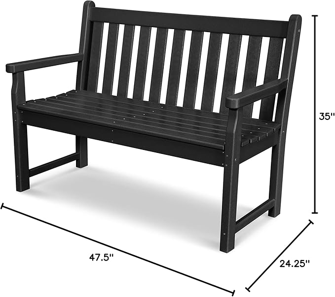 POLYWOOD TGB48BL Traditional Garden 48" Bench, Black