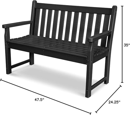 POLYWOOD TGB48BL Traditional Garden 48" Bench, Black