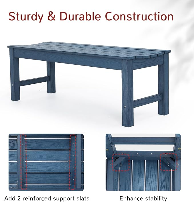 Stoog Backless Outdoor Bench, 2-Person Patio Benches for Outdoors, Weatherproof Garden Bench, Never Rot or Fade - Photo 5