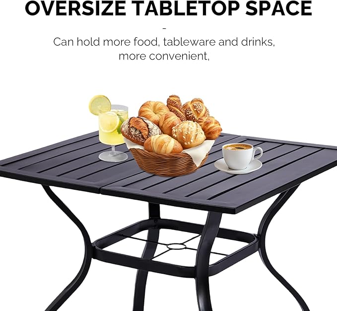 VINGLI 5-Piece Outdoor Dining Set, Metal Patio Dining Set for 4 - Photo 5