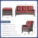 Rilyson Wicker Patio Furniture Sofa Set - 6 Piece Rattan Outdoor Patio Sectional Conversation Sets with 2 Sofa - Photo 2