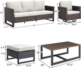 Rilyson Wicker Outdoor Patio Furniture Set - 6 Piece Patio Conversation Set with 2 Swivel Rocker Chairs - Photo 2