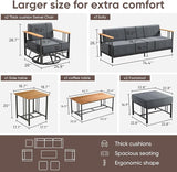 Patio Furniture Set of 7,with 6-inch Thick Cushion Outdoor Furniture Set,Patio Chair Set with Sofa,Wood Grain - Photo 2