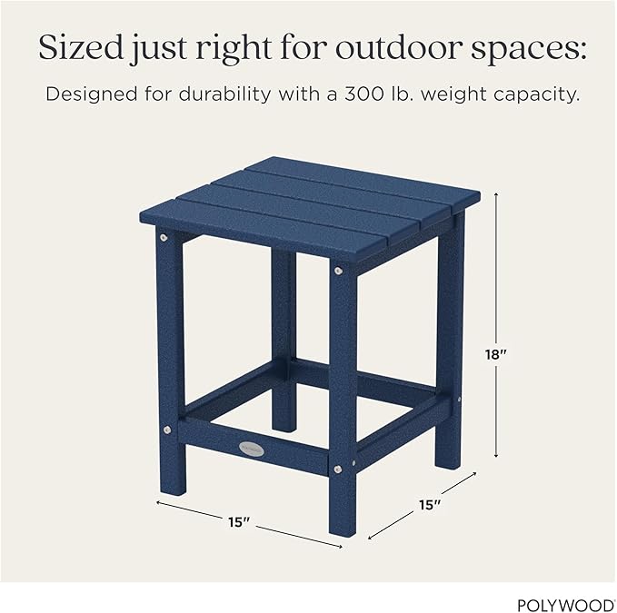 Polywood Long Island Side Table, 15.13in. x 14.75in. x 18in, Navy