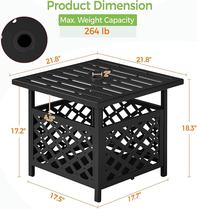 Yaheetech Outdoor Side Table with Umbrella Hole - Photo 3