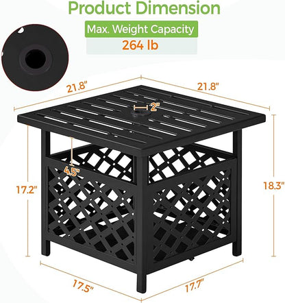 Yaheetech Outdoor Side Table with Umbrella Hole, Outdoor Table Base Metal Patio Side Table Coffee Table End Table for Garden, Pool, Deck