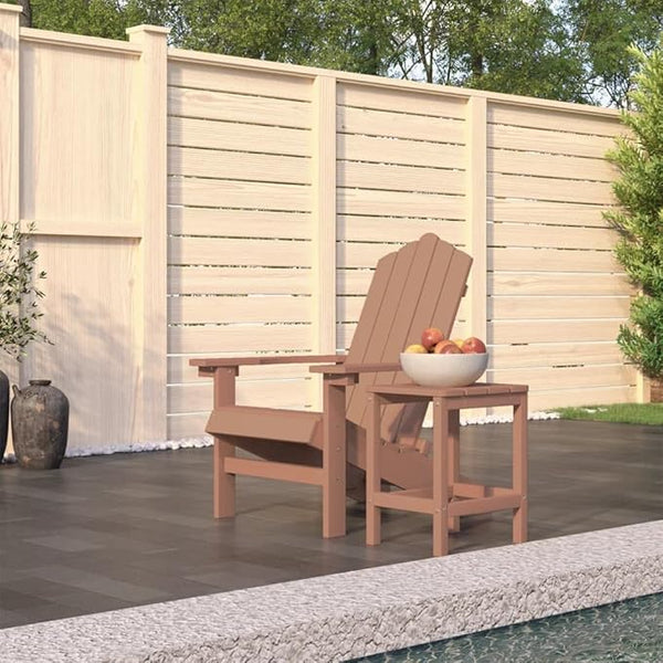 Brown HDPE Steel Standard Garden Adirondack Chair with Table Set for Patio Terrace Outdoor Furniture Durable - Photo 1
