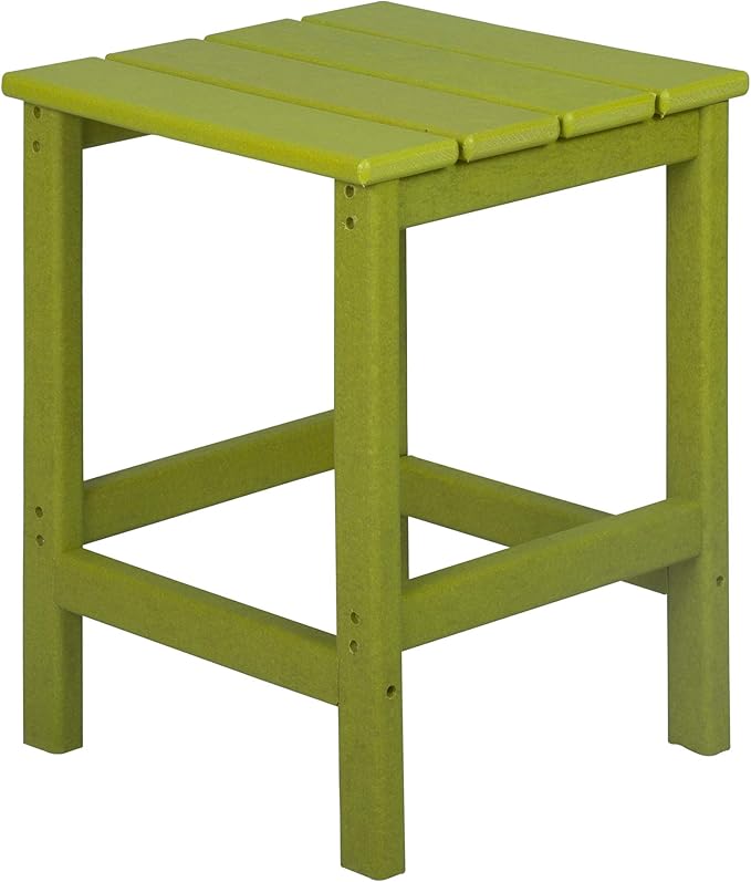 WO Home Furniture 3pc Set - HDPE Poly Adirondack Chair with Ottoman/Footrest and Square Side Table, All Weather and UV Resistant for Outdoor Patio Backyard, Garden, Lime