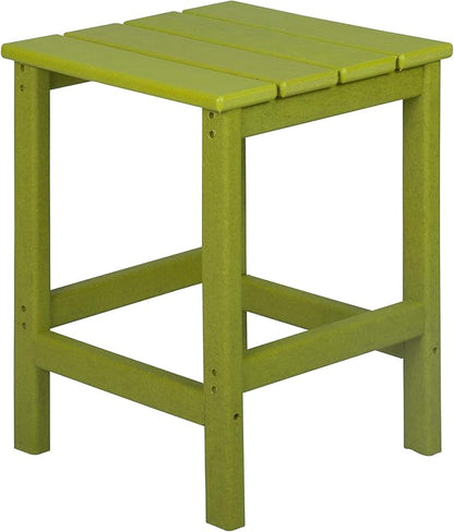 WO Home Furniture 3pc Set - HDPE Poly Adirondack Chair with Ottoman/Footrest and Square Side Table, All Weather and UV Resistant for Outdoor Patio Backyard, Garden, Lime