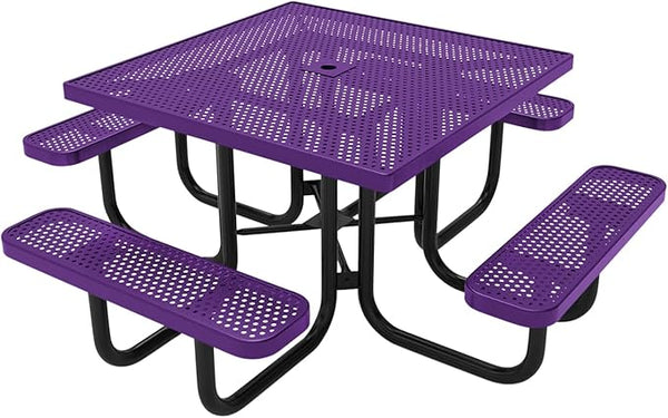 COATEDOUTDOORFURNITURE Heavy-Duty Portable Outdoor Picnic Table with Umbrella Hole - Photo 1