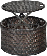 HAPPYGRILL Patio Round Daybed with Canopy, Outdoor Wicker Rattan Sectional Sofa with Coffee Table, Cushions - Photo 6
