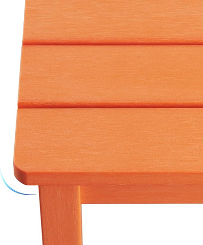 Psilvam Oversized Outdoor Side Table, 19.68" Poly Lumber Adirondack Side Table, Weather Resistant Patio Side Table for Poolside, Garden and Front Porch (Orange)