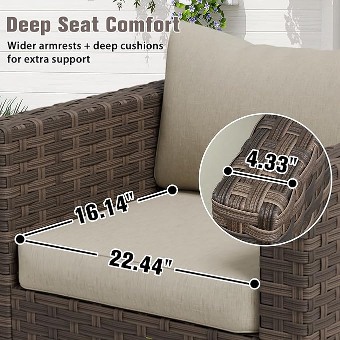 EAGLE PEAK Harbor Haven 4 Piece Wicker Swivel Rocker Patio Furniture Set, Deep Seating Rocking Chairs - Photo 6