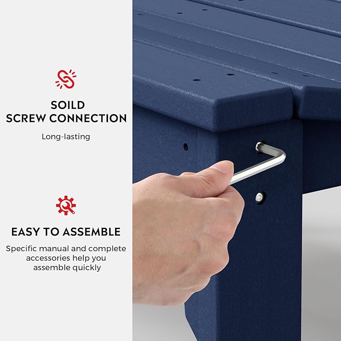Costaelm Outdoor Benches Weatherproof, All Weather Resistant Park Bench Poly Lumber Backless Garden Bench Seat for Entryway Front Porch, Navy Blue