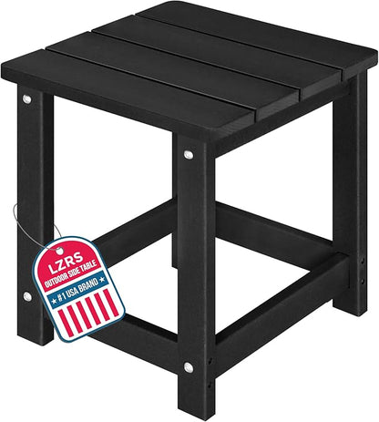 LZRS Adirondack Square Outdoor Side Table for Patio, Pool Composite Patio Table,HDPE End Tables for Backyard,Pool, Indoor Companion, Easy Maintenance & Weather Resistant(Black)
