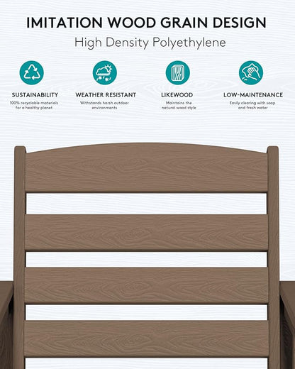 SERWALL Tall Adirondack Chairs Set of 2, Balcony Adirondack Chairs Set, Outdoor Bar Height Barstools Chair Set for Bistro, Poolside, Garden, Coffee