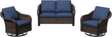 3 Pieces Patio Conversation Set, 55" Sofa with Washable Cushions, Wicker 360 Degree Swivel Glider Rocker Chairs - Photo 7