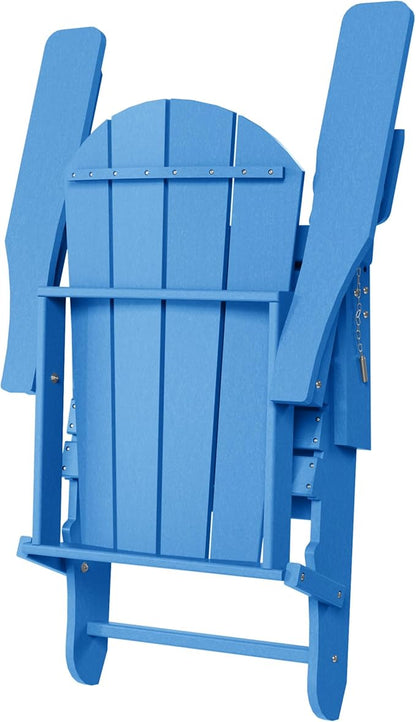 WestinTrends Malibu Folding Adjustable Adirondack Chair with Retractable Ottoman and Cup Holder (Set of 2), Pacific Blue